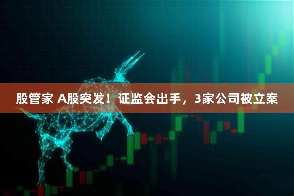 股管家 A股突发！证监会出手，3家公司被立案